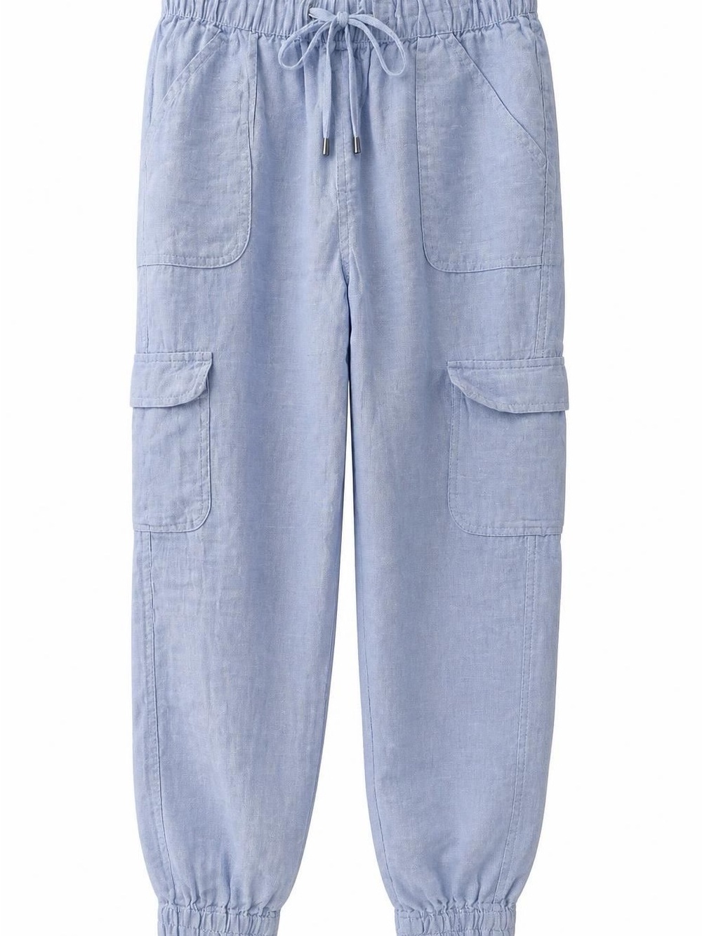 Nicole Miller Light Blue Linen Women's Cargo Jogger Pants